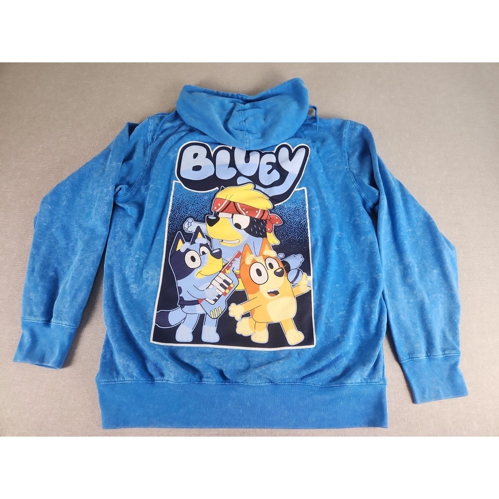 Bluey Band "Let's Do This" Front & Back Graphic Mineral Wash Hoodie Adult Large
